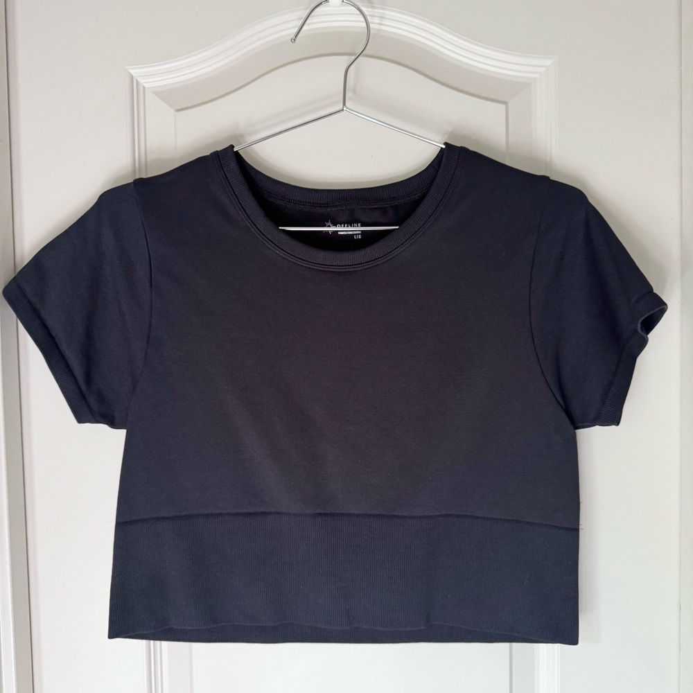 Aerie Black Short Sleeve Crop Top